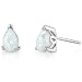 Peora Created White Opal Stud Earrings in Sterling Silver, Solitaire Teardrop Pear Shape, 8x5mm, 1.50 Carats total, Scroll Design, Friction Backs