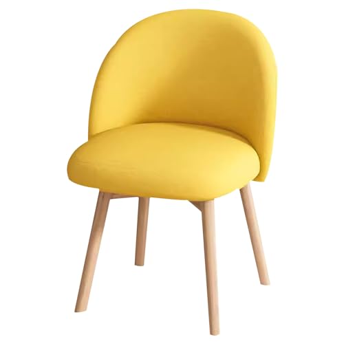 Silla de maquillaje giratoria ajustable, taburete de oficina, asiento de escritorio, silla de comedor, sillón de estudio, sala de estar, silla decorativa (color: lino de algodón amarillo)