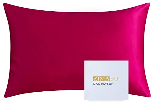 ZIMASILK 100 % luxuriöser 25 Momme Maulbeerseide Kissenbezug für Haar und Haut, glatt und hypoallergen, verstärkter, versteckter Reißverschluss, 1 Geschenkbox (Rose, Queen-Size), 51 x 76 cm Cover