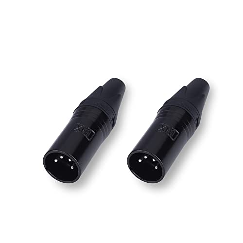 Image of MX 3 Pin XLR connector Microphone Connector pin Pure Copper Nickel Plated Pins1 for High Conductivity microphone cable connector PERENT (4 PIN, Pack of 2, Male Connector)