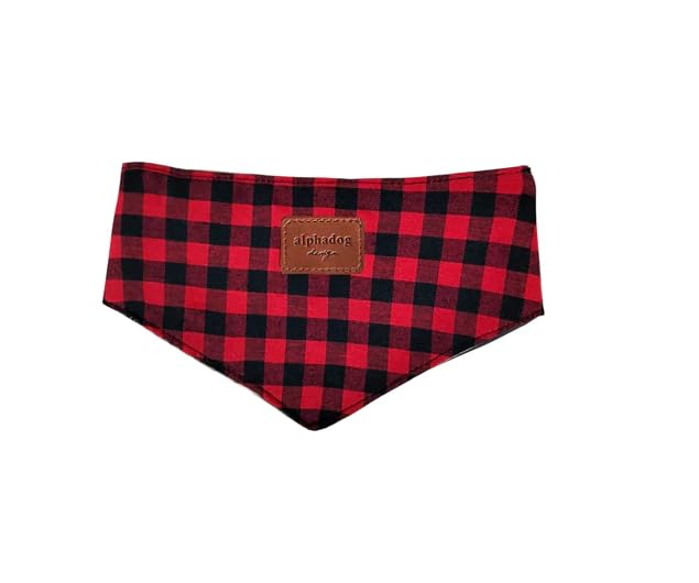 Alphadog Design - Bandana para Perro, Linda Bandana de Halloween con Rejilla Naranja, Suave y cómoda, Bufanda de otoño para Perros, Baberos Triangulares para niños (Plaid Pañuelo, Small)
