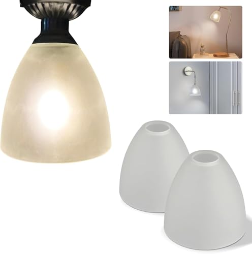 Image of Small Glass Lamp Shade Replacement, Ceiling Fan Globe Replacement 3 Pack, Pure White Frosted Glass Shade for E26, 5.3 inch High x 5.7 inch Diameter