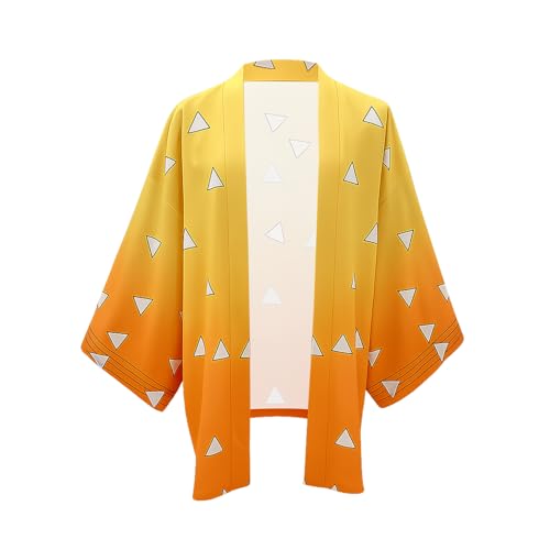 MeYuxg Zenitsu Agatsuma Disfraz de anime, cosplay, kimono, abrigo, Halloween, carnaval, S