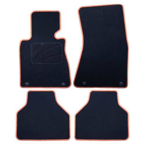 Tapis de sol BMW E65 série 7 court haut de gamme à ganse jaune personnalisée