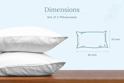 Organic Cotton White Standard Pillowcases - Set of 2, 21"x30", 100% GOTS Certified Organic Cotton, Cool, Crisp, Hypoallergenic, All-Natural, Luxurious, Pure White Pillowcases (Standard, Set of 2) by Organic Cotton Mart - Used condition - Image 4