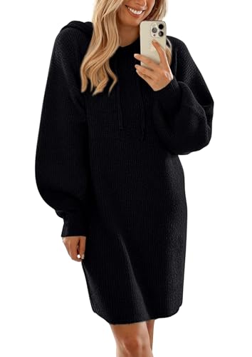 PRETTYGARDEN Womens Fall Sweater Dress Casual Long Sleeve Chunky Knit Pullover Oversized Hoodie Tunic Sweaters Winter Clothes