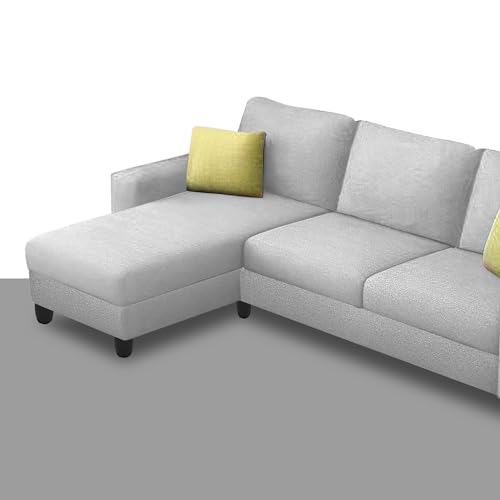 Image of GRAPEWOOD Orland 4 Seater LHS L Shape Sofa Set for Living Room | Color - Grey | Premium Fabric Sofa