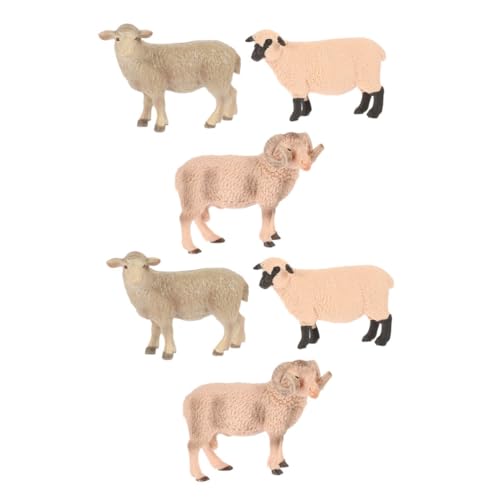 Figurines animaux réalistes mouton beige BESPORTBLE x6 pour éveil enfant