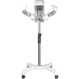 ZOYOL 1300W Salón Secador de Casco de Pelo Calentador Peluqueria En Pie Profesional Cabello Capó Capucha Color Procesador Acelerador con Rodante Base Peluquería Cabello Estilismo Herramienta,Blanco