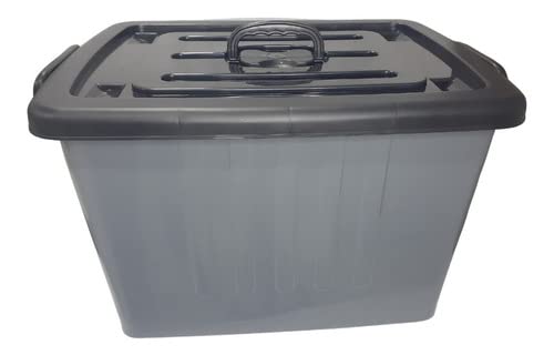 Caixa Organizadora Container Cinza E Preto 77l C/ 4 Rodinhas