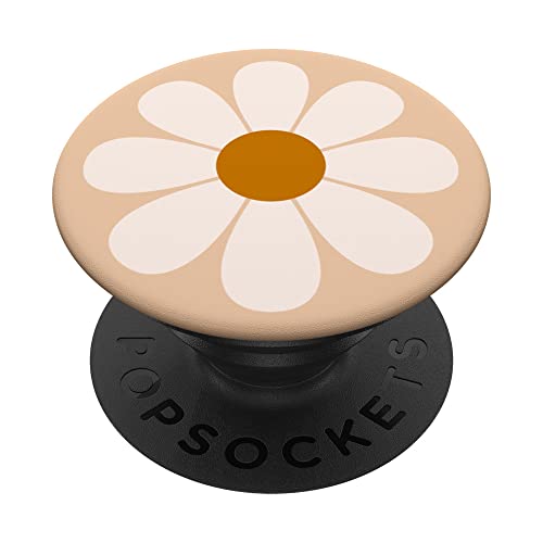 Retro Daisy Flower Summer Y2K Aesthetic Coconut Girl Bimbo PopSockets Swappable PopGrip, Black