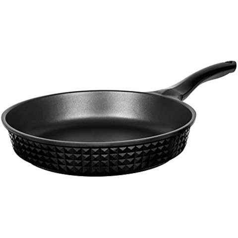 Masterpan Non-Stick Frying Pan 24cm, Diamond Design, Glossy Exterior, Induction Ready, Cast Aluminium, Oven & Dishwasher Safe Cover