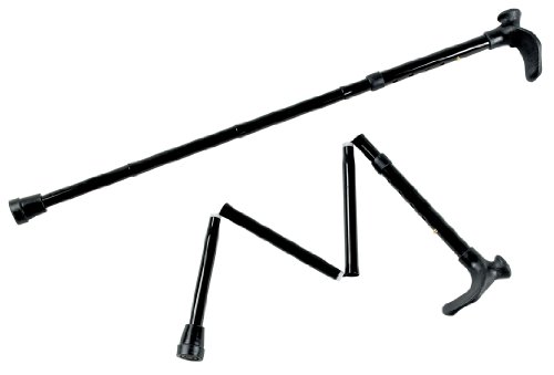         Patterson Medical - Bastón para diestros (empuñadura contorneada, plegable, tamaño largo), color negro       