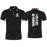 100 % algodón Yam-a_ha - Polo de golf de secado rápido con cuello en V para hombre (negro, XL)