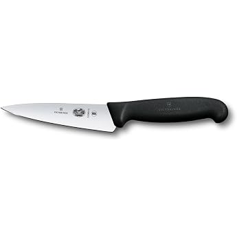 Victorinox Fibrox Chef's Knife Small Utility Knife for Fruit and Vegetables 12 cm Straight Blade Sharp HACCP Suitable Stainless Steel Black