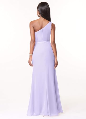 One Shoulder Bridesmaid Dresses for Women Ruffled Chiffon Long Formal Prom Party Dress with Split2