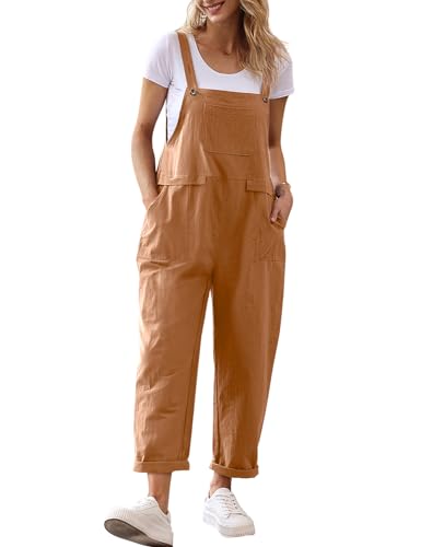YESNO Women Long Casual Loose Bib Pants Overalls Baggy Rompers Jumpsuits with Pockets PV9