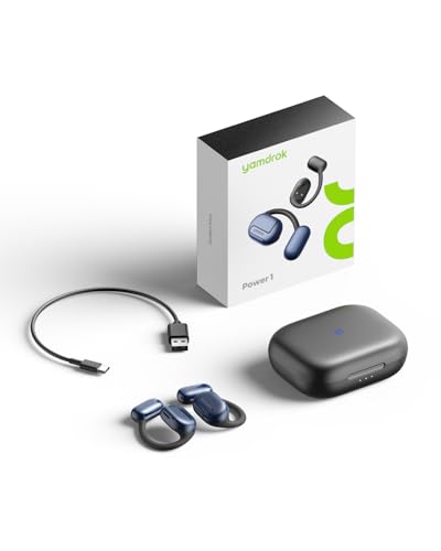 سماعات اذن مفتوحة باور 1 من يامدروك لاسلكية بتقنية توصيل الهواء صوت ستيريو غامر بمشغل 16.2 ملم بلوتوث رياضية مقاومة للتعرق 47 ساعة خاصية الغاء الضوضاء اي ان سي تحكم عبر