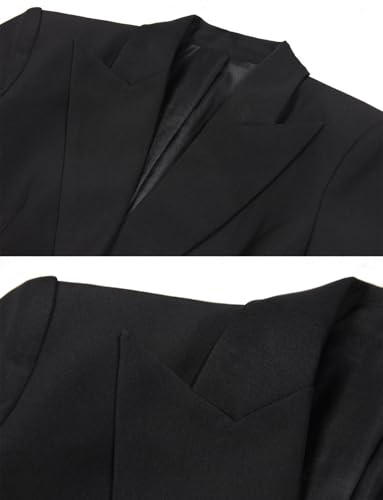 Women's Peak Lapel Blazer Two Buttons Suit Jacket Casual Dinner Tuxedos Coat3