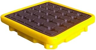 Spill Containment Platform, Static Modular Polyethylene Pallet with Drain Outlet, Warehouses Factory Leakproof Tray, Anti-Skid Can Stack Oil Drums Paint Bucket, 26.77x26.77x5.91in/68x68x15CM
