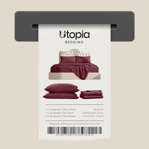 Image of Utopia Bedding Bed Sheet Set - Soft Brushed Microfiber Fabric - Shrinkage & Fade Resistant - Easy Care (King, Burgundy)
