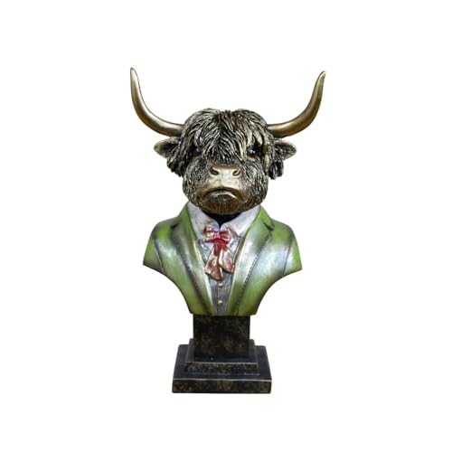 Gifts Direct 2 U Highland Cow Bust Ornament Resin Statue Quirky Animal Head Wall Home Decor
