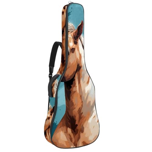 Sac de guitare acoustique étanche 40-42 pouces motif cheval multicolore