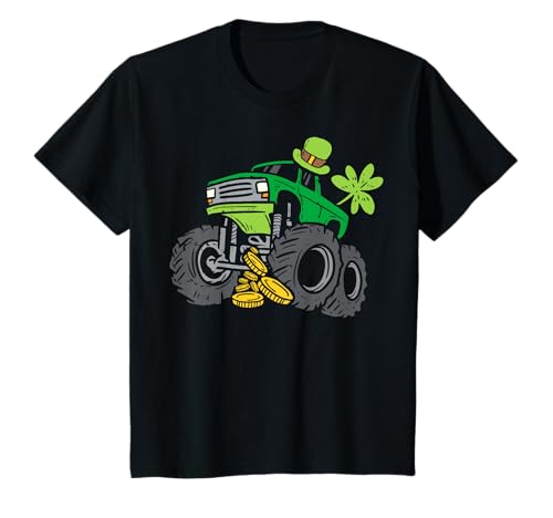 Bambino Leprechaun Monster Truck Shamrock St Patrick Day Maglietta