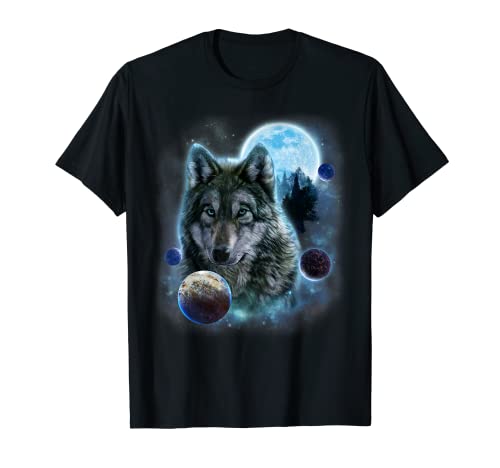 Planètes du système solaire en orbite autour du loup gris T-Shirt Cover