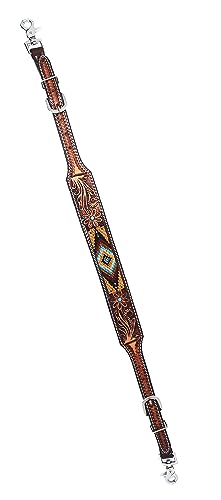 CHALLENGER Western Floral Tooled Leather Adjustable Beaded Wither Breast Collar Strap 10525