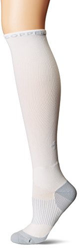 Tommie Copper Women's Performance Compression Over The Calf Socks, White w/Grey 10-12.5
