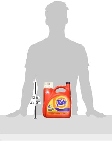 Tide HE Laundry Detergent bottle with dimensions overlay