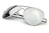 CE-zertifiziert Klassische Pilotenbrille Fliegerbrille Spiegelbrille Pornobrille Sonnenbrille Polizei Brille silber verspiegelt Unisex Herren Damen Männer Frauen X02