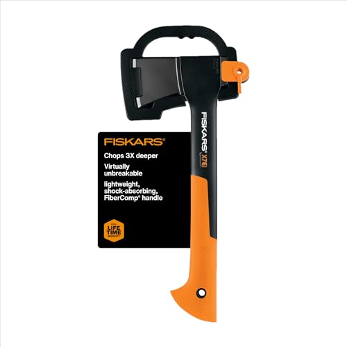 Fiskars X7 Hatchet - Wood Splitter for Small to Medium Size Kindling with Proprietary Blade-Grinding Technique - Lawn and Garden - Orange/Black