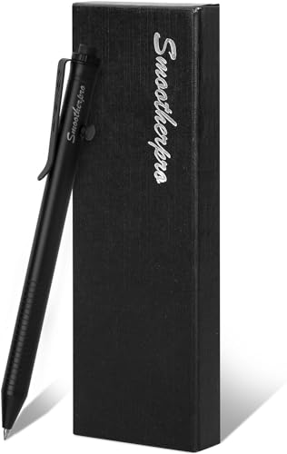 SMOOTHERPRO Stainless Steel Ballpoint Pen Retractable Gel Pen Compatible with Pilot G2 Refill for Pocket Business EDC Signature Color Black (TC141BK)