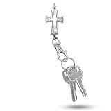 Women’s Bag Charm Key Finder, Car Keychain Hook, Cute Purse Organizer & Tote Bag Accessories, Gifts for Mom - Silver Swirls Cross