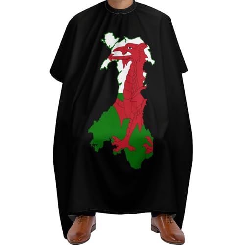 Flag Map of Wales Hair Cutting Cape for Men Women Waterproof Barber Cape Adjustable Salon Haircut Capes