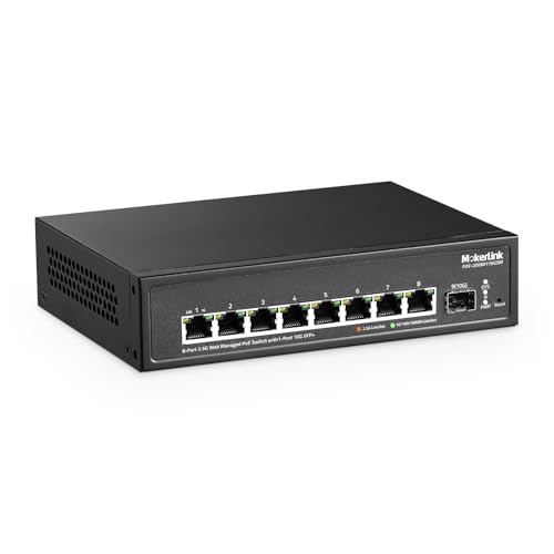 Image of MokerLink 8 Port 2.5G POE Managed Switch with 10G SFP+ Slot, IEEE8023af /at PoE 135W, Mini Size Metal Fanless, Easy Web Managed Network Switch