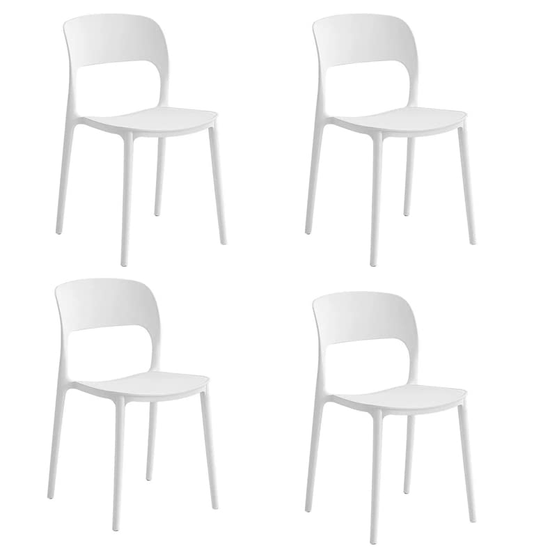 Display Guru Set Of 4 Modern Style indoor outdoor Modern Retro Dining Garden Stackable Chairs (White)