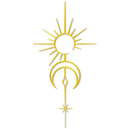 KOYILTD Boho Unique Artistic Metal Wall Decor Sun Moon Star Celestial Wall Art Moon and Stars Decor Sun and Moon Wall Art Moon Decor for Living Room Bathroom Bedroom Home Decor (Minimalist,Gold)