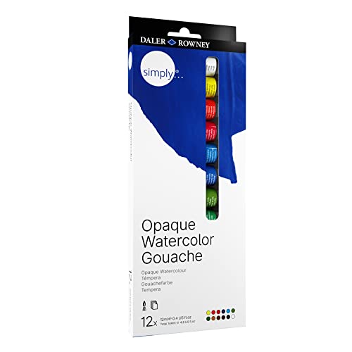 DALER ROWNEY Simply, Tinta Guache Tempera Bisnagas de 12ml, 12 Cores