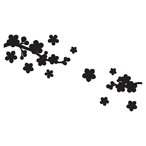 Cabideiro 3 Ganchos e Adesivo de Parede Floral Preto 163x50