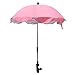 Parasol universel pliable pour bébé avec pince de fixation réglable, protection complète à 360°, auvent de poussette, facile à installer et à plier pour bébé maman (rose)
