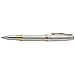 Xezo Maestro Rollerball Pen, Fine Point. Solid 925 Sterling Silver with 18 Karat Gold Plating. Crystal Band. Handcrafted, Limited Edition, Serialized
