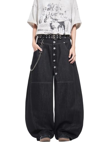 Men's Hip Hop Baggy Jeans Wide Leg Skater Jeans Loose Fit Denim Pants Streetwear Dance