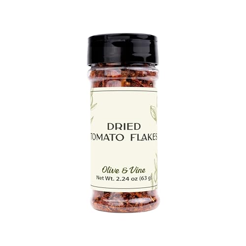 Olive &amp; Vine Dried Tomato Flakes, Savory &amp; Tangy, Use in Pasta, Salads, Soups, With Rich Tradition, Authentic Taste, For Global Recipes (2.24 Ounce)