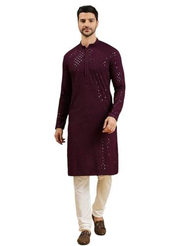 Image of Rajubhai Hargovindas Men Chikankari and Sequin Work Kurta