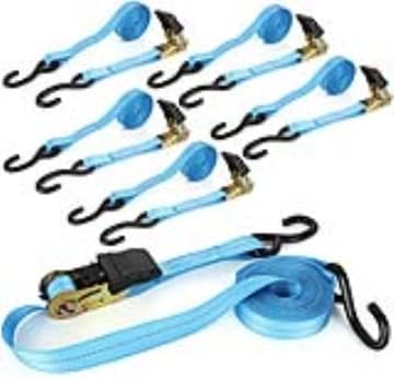 Correas de trinquete, paquete de 6 correas de amarre de trinquete de 20 pies, correas de amarre de trinquete de resistencia a la rotura de 1700