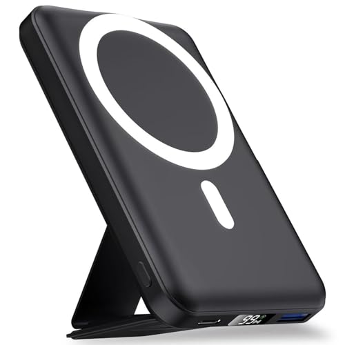 Batterie Externe iPhone Magnétique Pliable,Compatible avec MagSafe,YAGOPAL 10000mAh sans Fil Power Bank Charge Rapide PD 22.5W,Affichage LED, pour iPhone17/16/15/14/13/12 Series (Noir)