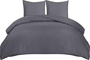 Utopia Bedding Dekbedovertrek Set - Zachte Microvezel Dekbedovertrek 200x220cm met Kussenslopen 80x80cm - Beddengoed Dekbedovertrek Set - Grijs